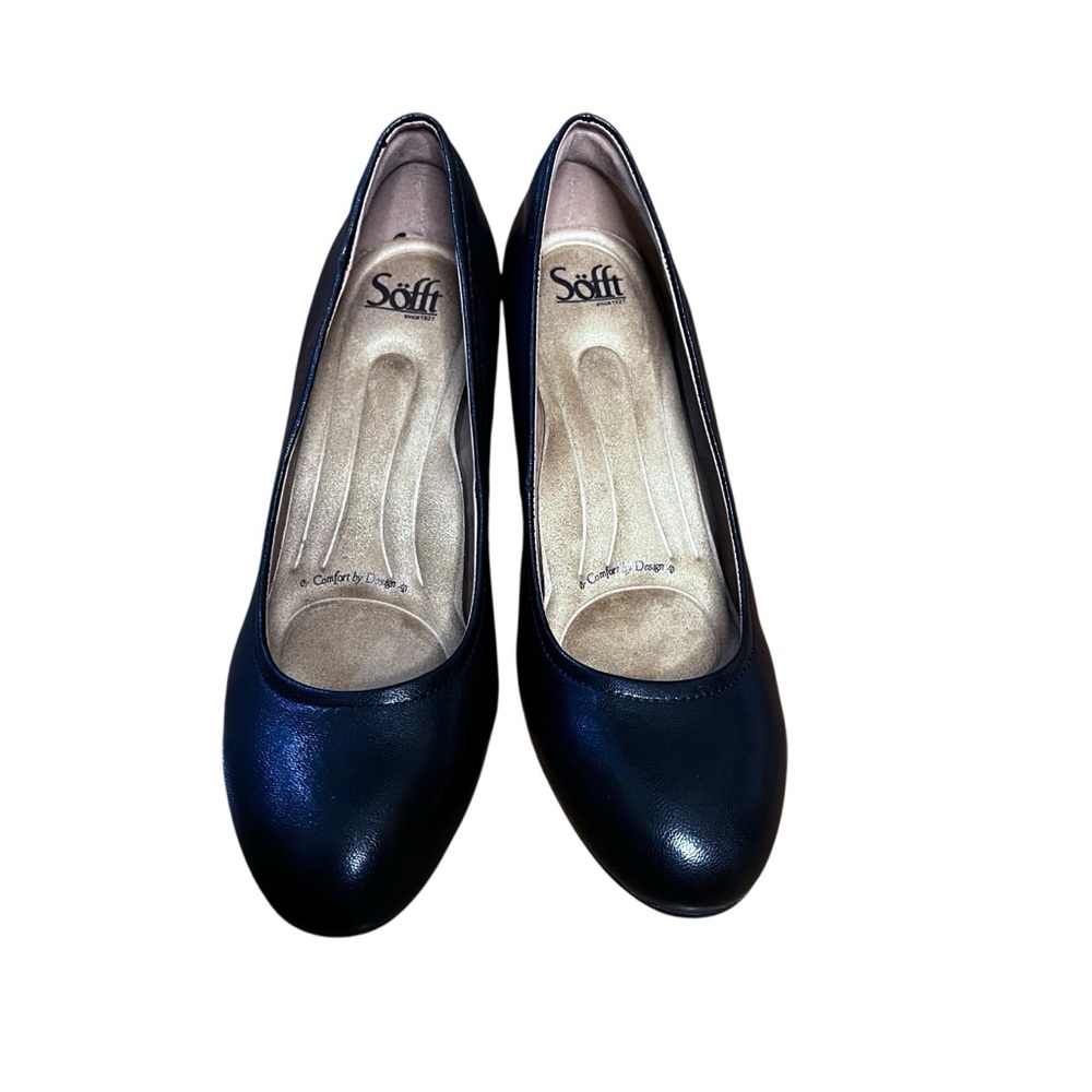 SOFFT Lana Black Leather Block Heel Work Pump 11M